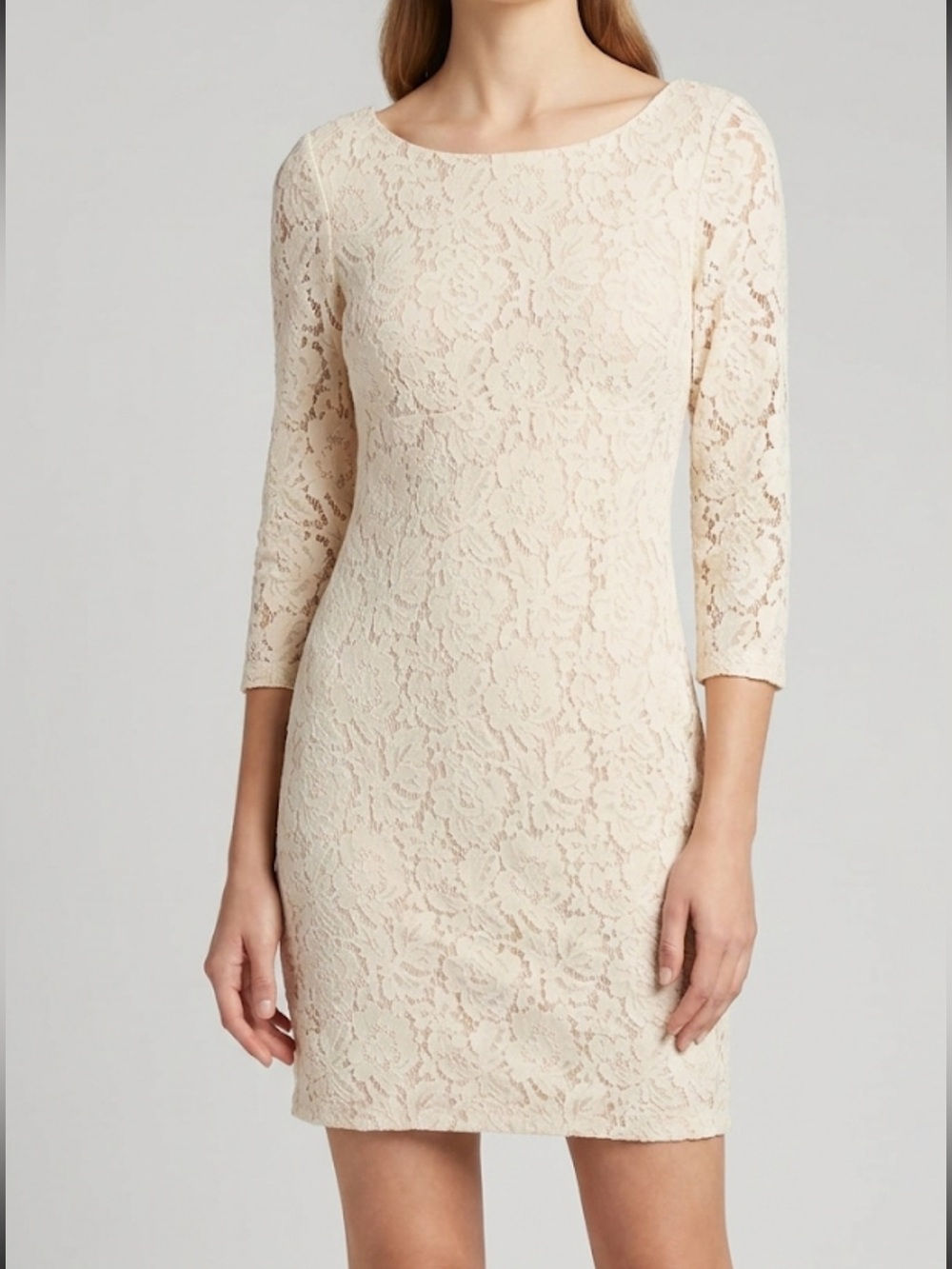Vince Camuto Cream Lace 3/4 Sleeve Mini Dress
